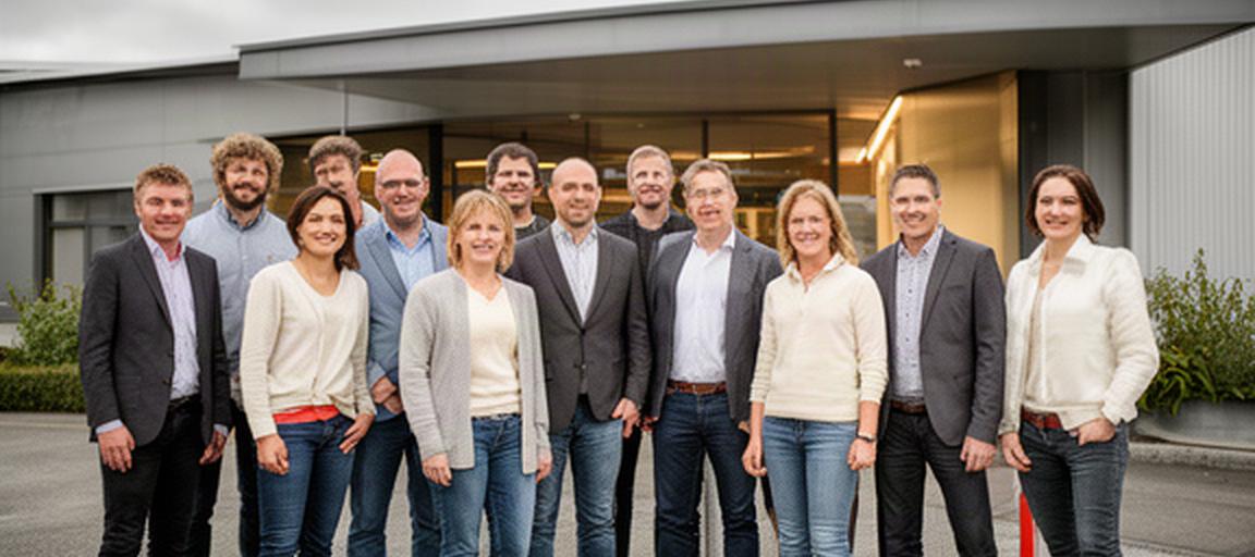 Team von Wattbach Sauber GmbH vor der Produktionsstätte in St. Gallen